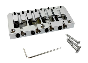 Chrome Adjustable 4-string Bass Bridge with Screws Chrome Adjustable 4-string Bass Bridge with Screws