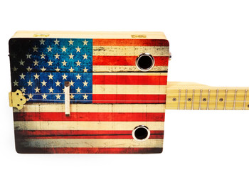 "Old Glory" Illustrated 3-string Cigar Box Guitar - Beautiful Design, Rich Tone, a Joy to Play "Old Glory" Illustrated 3-string Cigar Box Guitar - Beautiful Design, Rich Tone, a Joy to Play