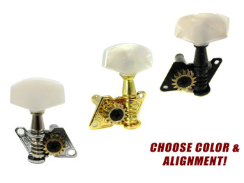 Open-Gear Tuners for 3-String Cigar Box Guitars - Choose Color & Alignment Open-Gear Tuners for 3-String Cigar Box Guitars - Choose Color & Alignment