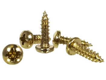 100pc. #6 x 1/2" Brass-plated Round-head Phillips Screws 100pc. #6 x 1/2" Brass-plated Round-head Phillips Screws