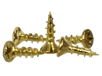 100pc. #6 x 1/2" Brass-plated Phillips Flat-Head Screws 100pc. #6 x 1/2" Brass-plated Phillips Flat-Head Screws