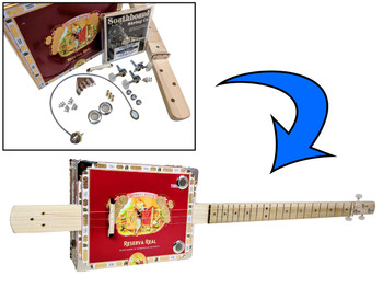 Complete DIY 3-String Fretted Cigar Box Guitar Kit with Neck - includes Acoustic/Electric Pickup Complete DIY 3-String Fretted Cigar Box Guitar Kit with Neck - includes Acoustic/Electric Pickup
