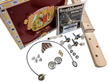 Complete DIY 3-String Fretted Cigar Box Guitar Kit with Neck - includes Acoustic/Electric Pickup Complete DIY 3-String Fretted Cigar Box Guitar Kit with Neck - includes Acoustic/Electric Pickup