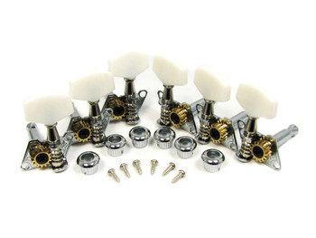Chrome Open-Gear Economy Tuners/Machine Heads - 6pc. 3 left/3right Chrome Open-Gear Economy Tuners/Machine Heads - 6pc. 3 left/3right