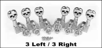 Chrome Skull Sealed-Gear Guitar Tuners/Machine Heads - 6pc. 3 left/3 right Chrome Skull Sealed-Gear Guitar Tuners/Machine Heads - 6pc. 3 left/3 right