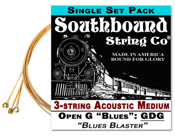 Acoustic Medium "Blues Blaster" 3-String Cigar Box Guitar Strings - Low Open G - GDG Acoustic Medium "Blues Blaster" 3-String Cigar Box Guitar Strings - Low Open G - GDG