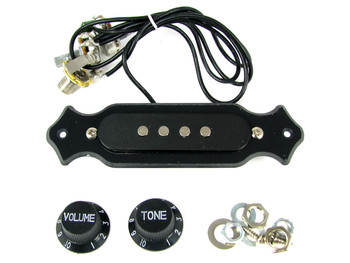 Pre-Wired 4-String Single Coil Pickup Harness with Volume and Tone - Perfect for Cigar Box Guitars Pre-Wired 4-String Single Coil Pickup Harness with Volume and Tone - Perfect for Cigar Box Guitars