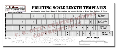 Fretting Scale Length Template - 4 Scales Medium to Long (24"-25.5")