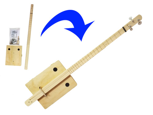 Complete "Pure & Simple" Cigar Box Guitar Kit - Choose Fretting and Pickup Options!