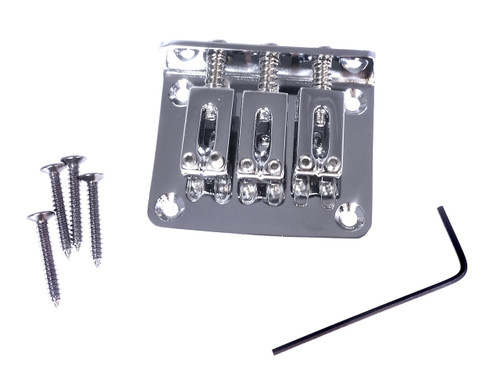 3-string Chrome Hard-tail Bridge for Cigar Box Guitars & More