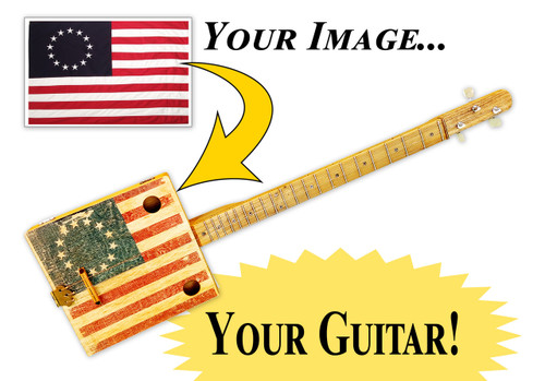 Custom Inked 3-string Cigar Box Guitar - Upload Your Own Design