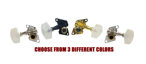 Open-Gear Economy Tuners for 4-String - 2 Right 2 Left - Choice of 3 colors