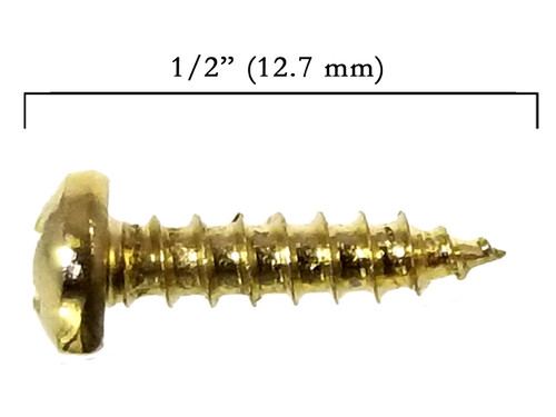 100pc. #6 x 1/2" Brass-plated Round-head Phillips Screws