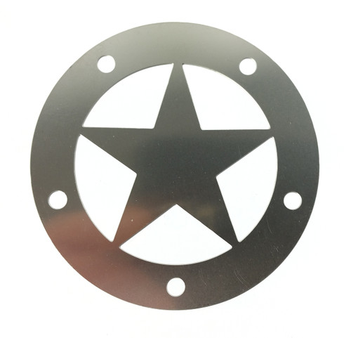 Cigar Box Guitar Soundhole Cover - Stainless Steel "Lone Star" Design
