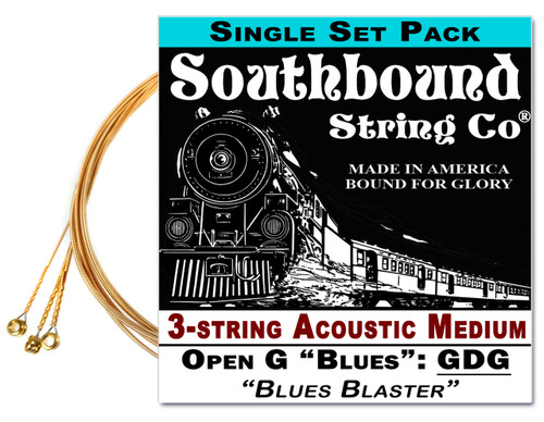 Acoustic Medium "Blues Blaster" 3-String Cigar Box Guitar Strings - Low Open G - GDG