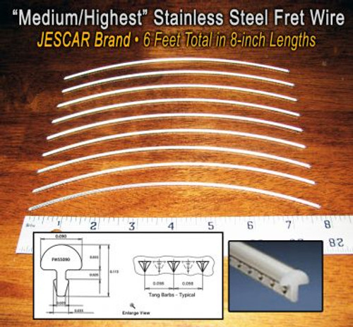 Jescar Medium/Highest Stainless Steel Fret Wire (6 ft)