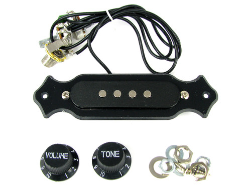 Pre-Wired 4-String Single Coil Pickup Harness with Volume and Tone - Perfect for Cigar Box Guitars