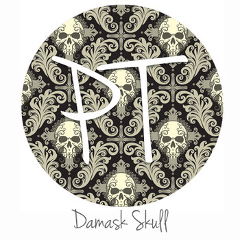 12"x12" Patterned Heat Transfer Vinyl - Damask Skulls 12"x12" Patterned Heat Transfer Vinyl - Damask Skulls