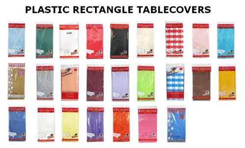 Plastic Rectangular TableCovers 54" x 108" - 24 colors