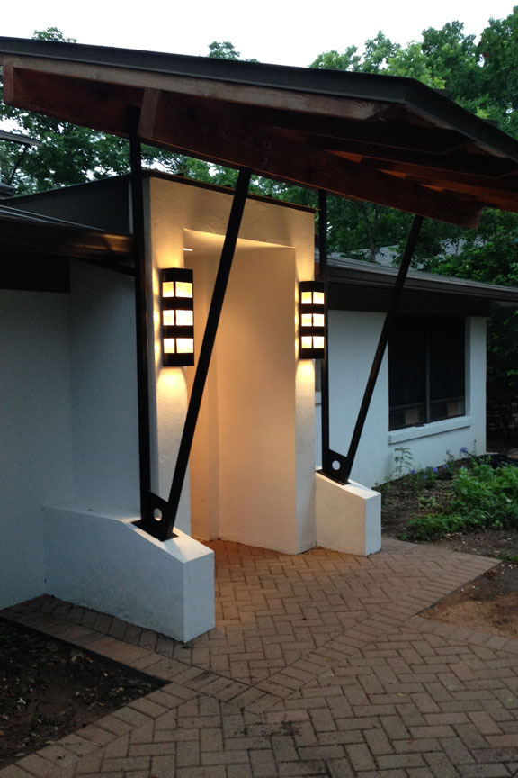 Copper and glass entrance lights