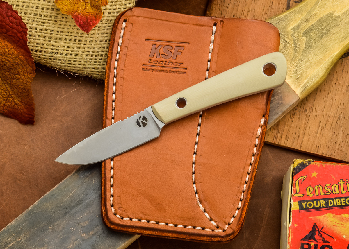 Dan Koster Knives Scout 3v Desert Tan G10 Adirondack Sheath Brown