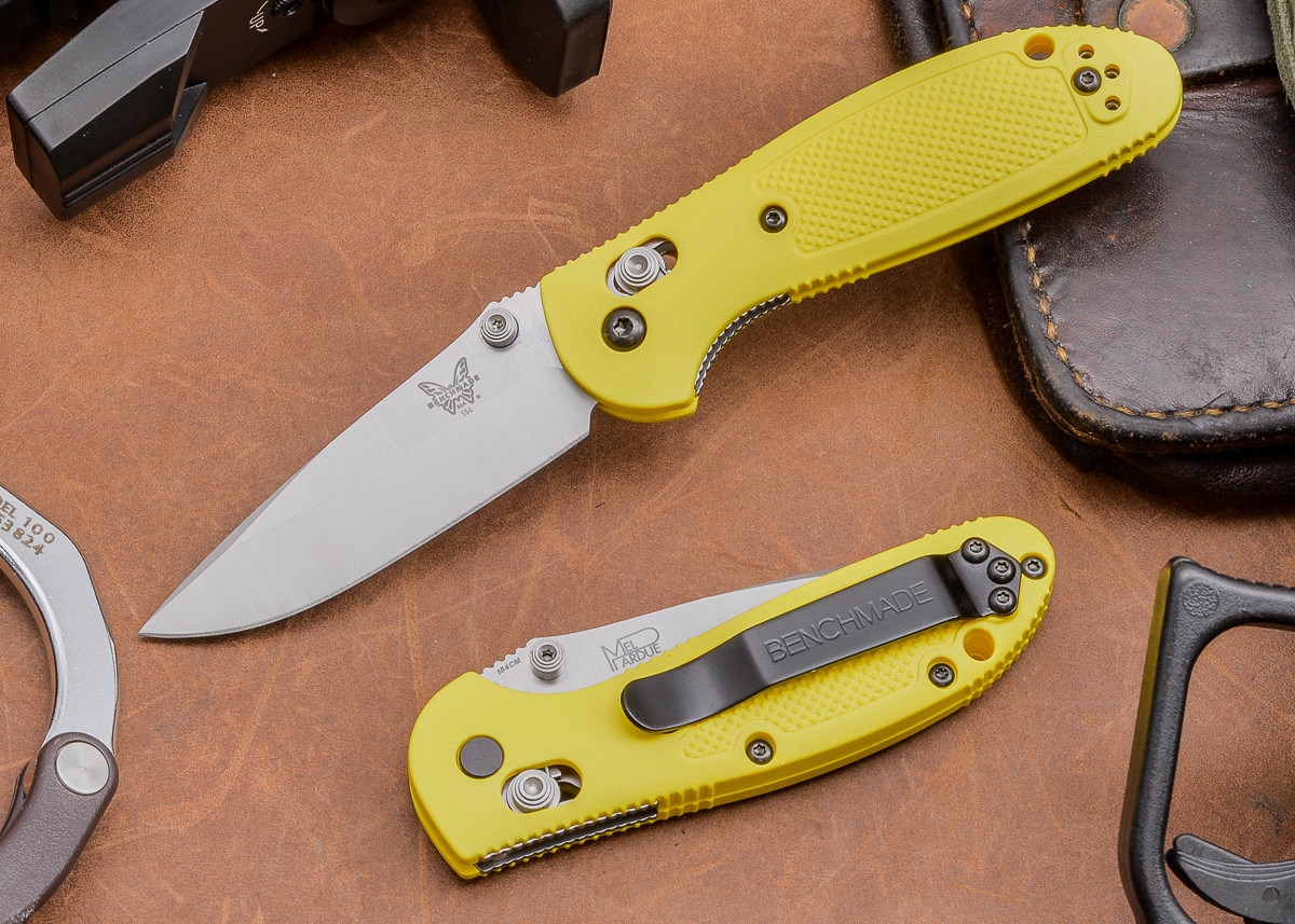 benchmade knives 556 yel mini griptilian yellow scales all
