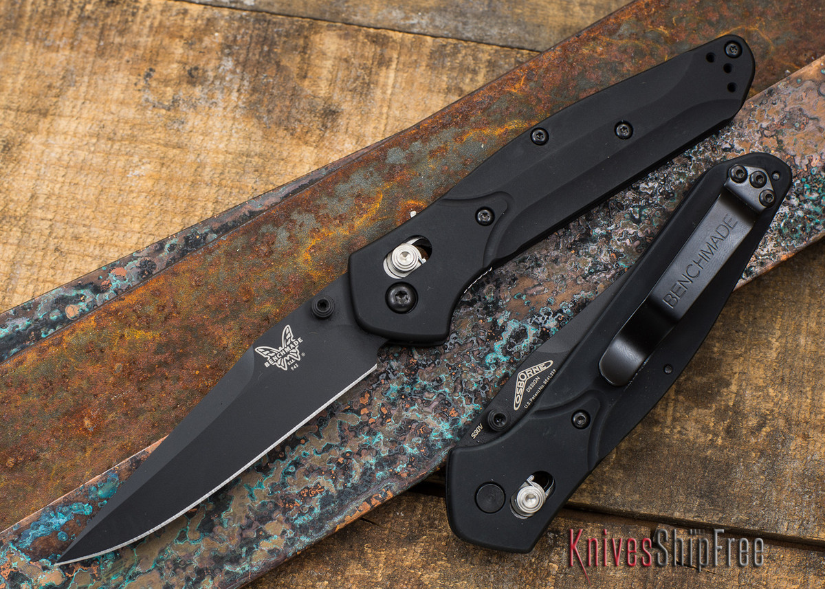 Benchmade Knives 943BK Osborne Black Aluminum Black Blade All