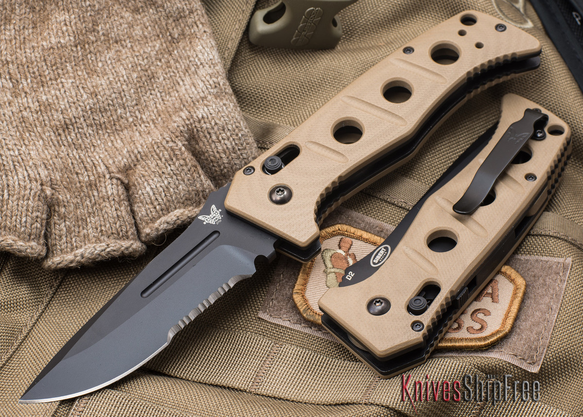Benchmade Knives 2750SBKSN Adamas Auto Serrated Black Blade Tan G