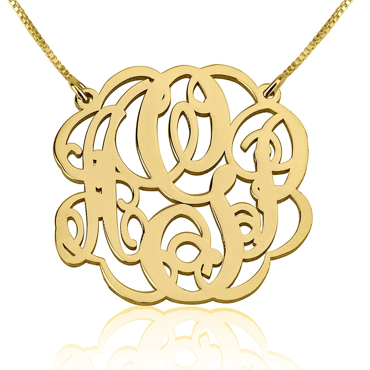 18k Gold Plated Script Monogram Necklace
