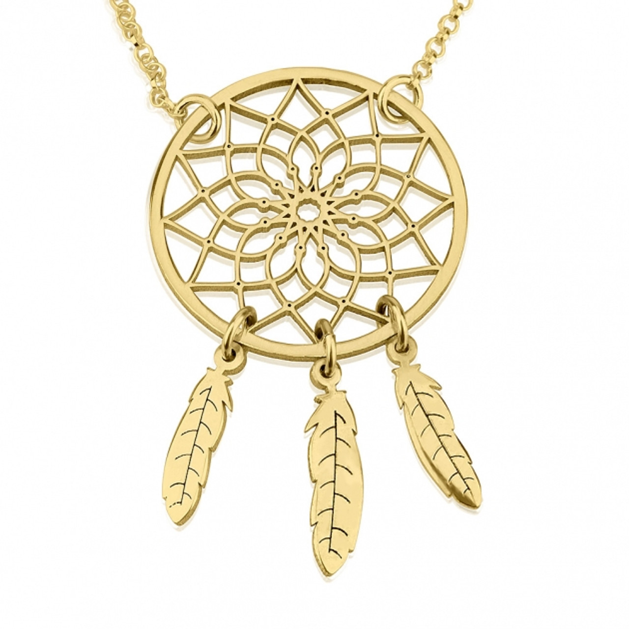 Gold dream catcher necklace clearance