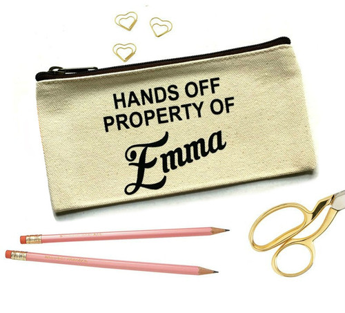 Personalized Hands Off Property of Make Up Bag & Pencil Case Personalized Hands Off Property of Make Up Bag & Pencil Case