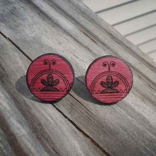 Purple Heart Wood SkyDome Stud Earrings Purple Heart Wood SkyDome Stud Earrings