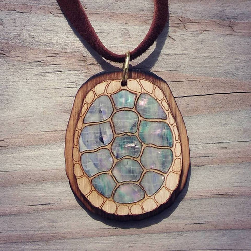 Wooden Abalone Turtle Pendant Wooden Abalone Turtle Pendant