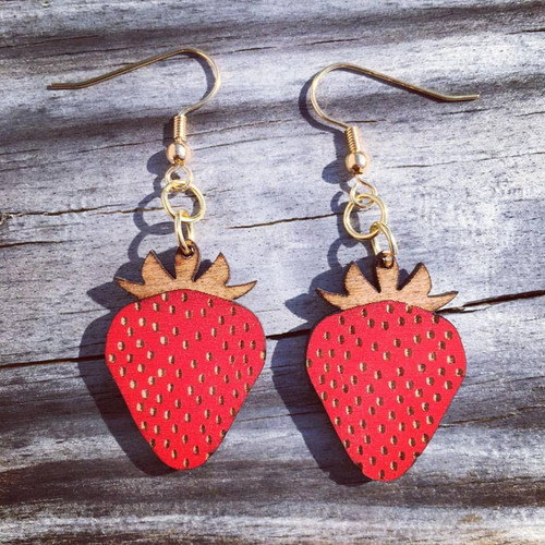 Wooden Strawberry Earrings Wooden Strawberry Earrings