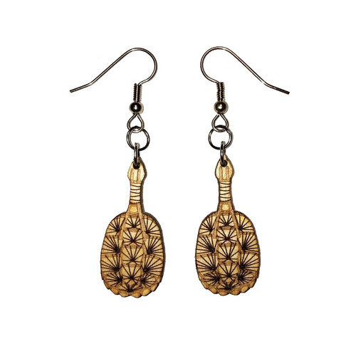 Wooden Turtle Rattle Earrings Wooden Turtle Rattle Earrings