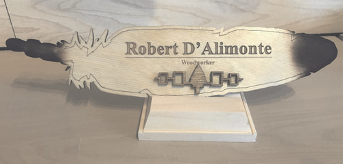 Wooden Feather Nameplate with Times New Roman Font and Title Wooden Feather Nameplate with Times New Roman Font and Title