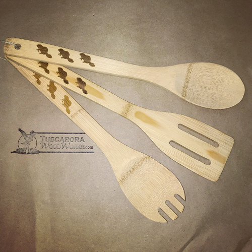 Set of 3 Engraved Bamboo Clan Spoons Set of 3 Engraved Bamboo Clan Spoons