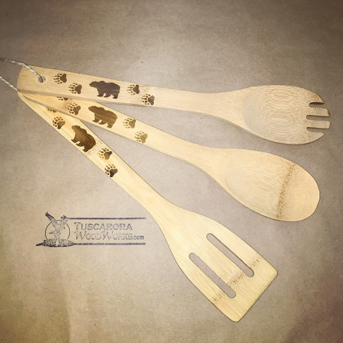 Set of 3 Engraved Bamboo Clan Spoons Set of 3 Engraved Bamboo Clan Spoons