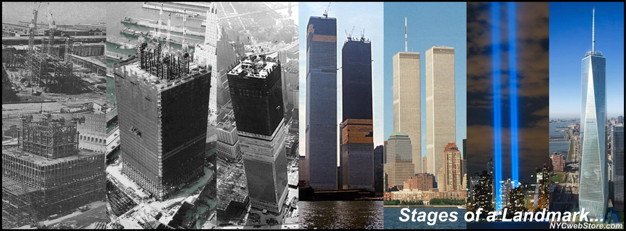 Stages of Twin Towers, Tribute in Light and Freedom Tower
