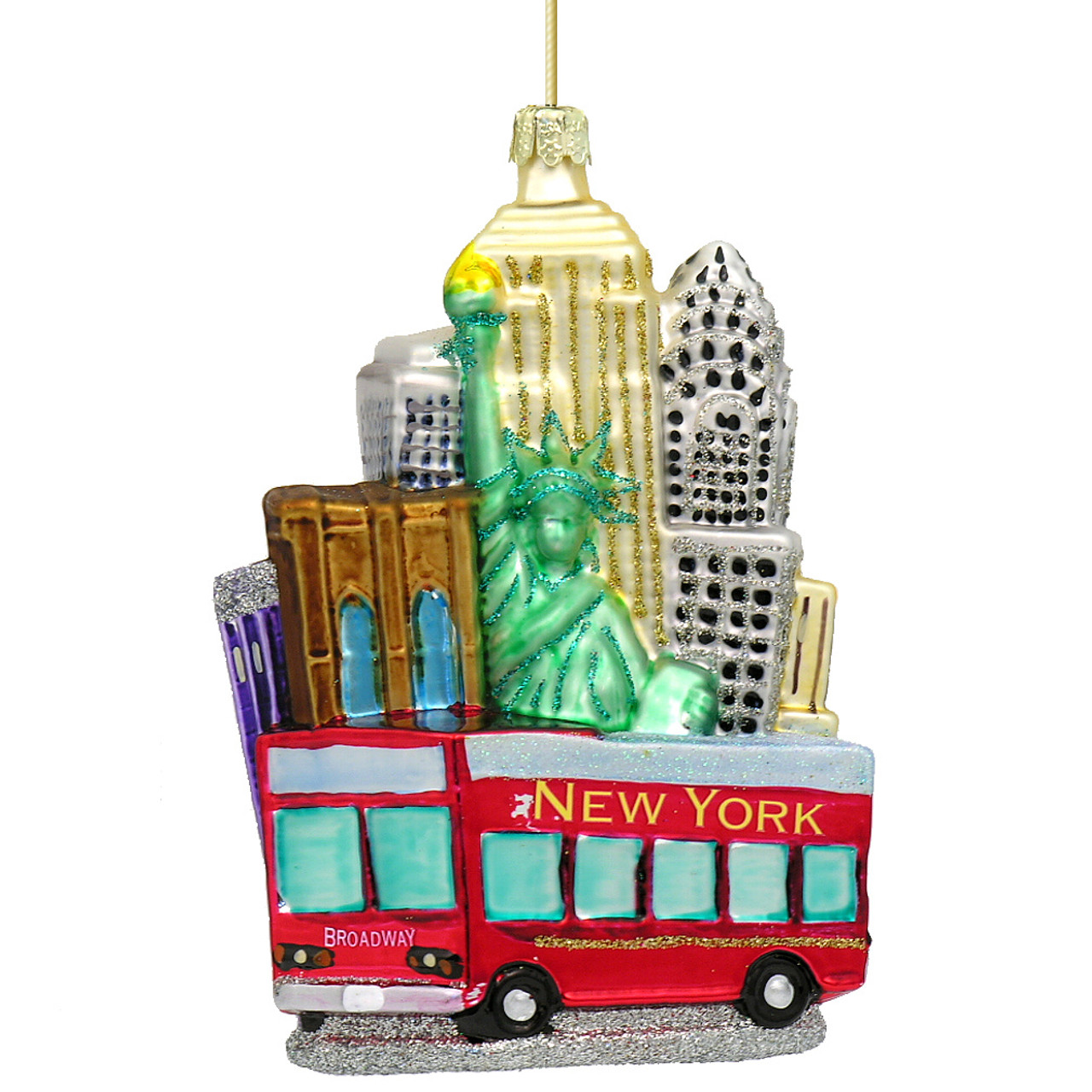 new york city tour bus glass ornament chicago skyline christmas ornaments