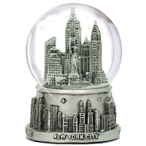 Silver New York City Skyline Snow Globe