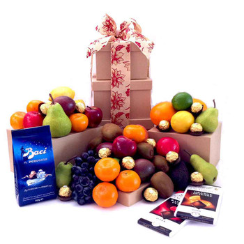 Fruit Hamper Tower Chocolate Deluxe Gift - Free Shipping Fruit Hamper Tower Chocolate Deluxe Gift - Free Shipping