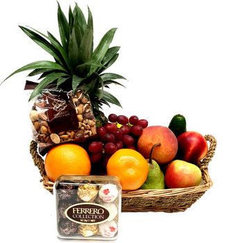 Small Fruit Basket + Chocolates + Gourmet Mixed Nuts Small Fruit Basket + Chocolates + Gourmet Mixed Nuts