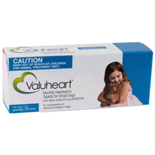 Valuheart Monthly Heartworm Tablets for Small Dogs up to 22 lbs - Blue 6 Pack