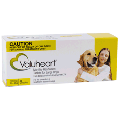 Valuheart Monthly Heartworm Tablets for Large Dogs 45-88 lbs - Gold 6 Pack