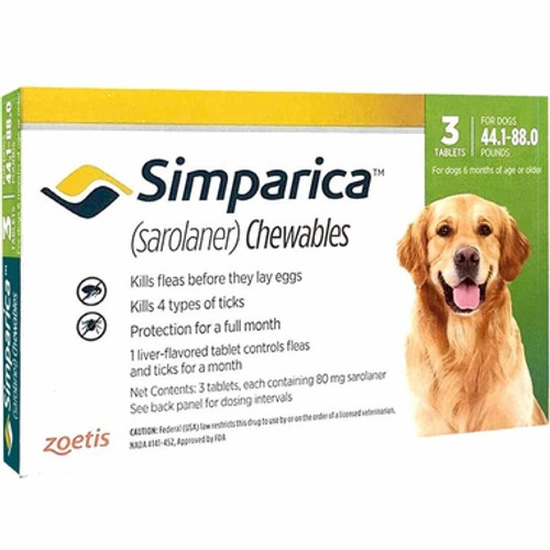 Simparica For Large Dogs 44-88lbs (20.1- 40kg) - 3 Chews