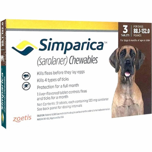 Simparica For Extra Large Dogs 88-132lbs (40.1- 60kg) - 3 Chews
