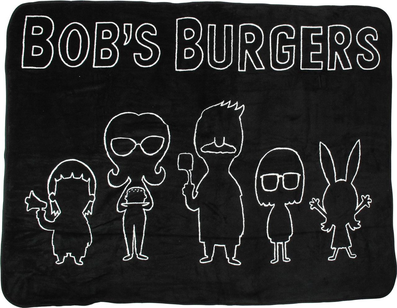 bob s burgers group line silhouette fleece blanket