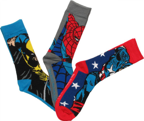 Marvel Action Trio Crew 3 Pair Socks Set Marvel Action Trio Crew 3 Pair Socks Set