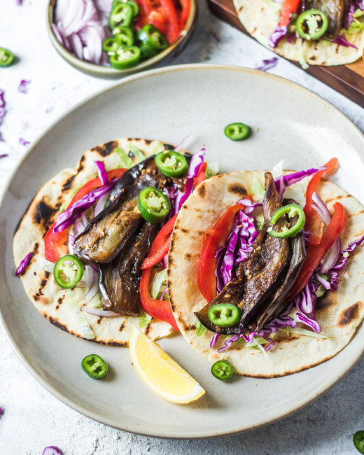 Smokey Braised Eggplant Tacos